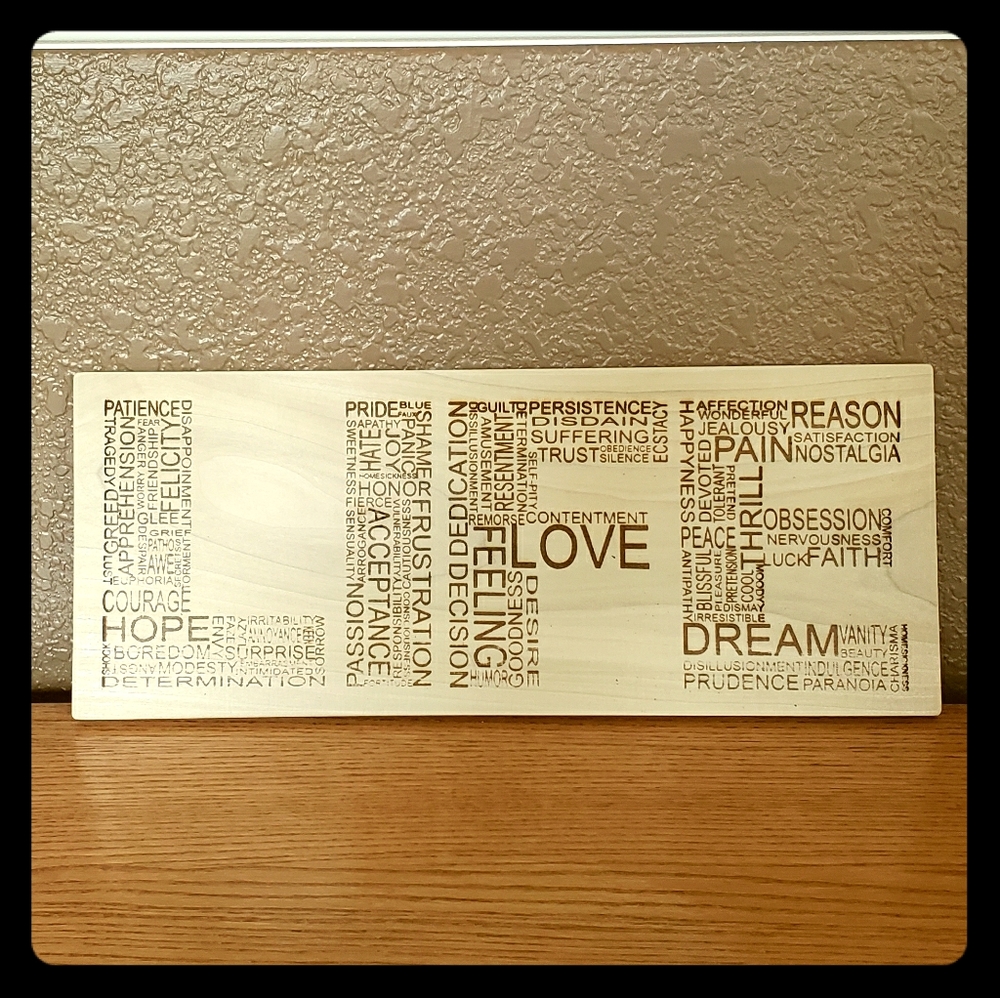 Life word laser engraved board